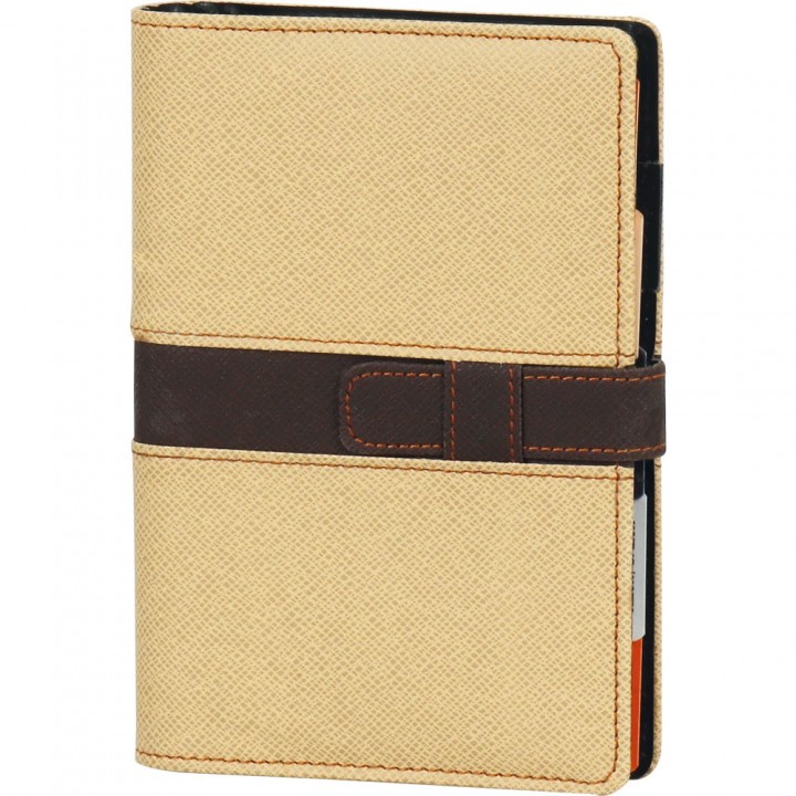 Krem Organizer Cep Defteri Termo Deri Kapaklı 12,5x18 cm